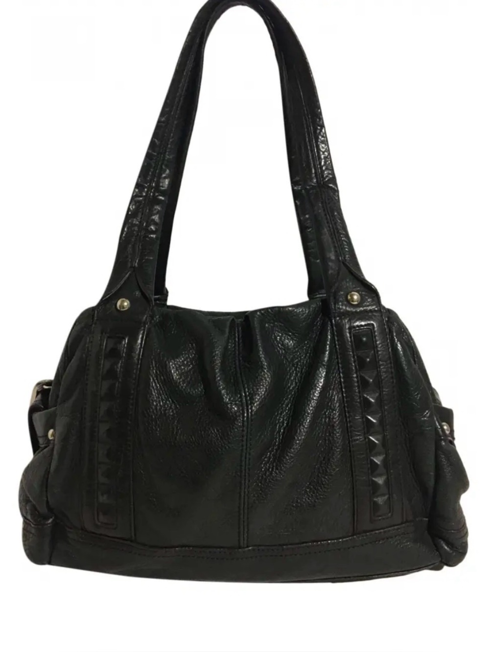 B. Makowsky Black pebbled leather hobo handbag